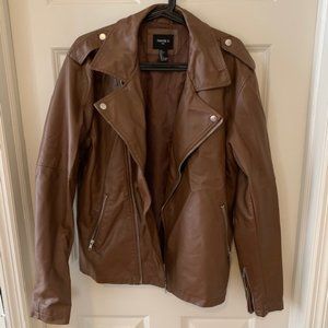 Tan Faux Men's Leather Jacket - Forever 21